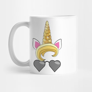 Happy unicorn face. Hand drawn style. Birthday decoration theme illustration Mug